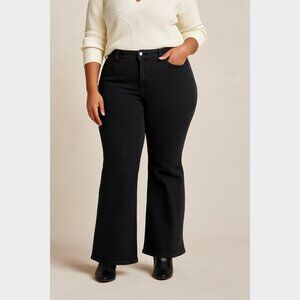 Ava and Viv Denim Flare Jeans High Rise Y2K 70s Retro Boho Bell Bottom Black 20W